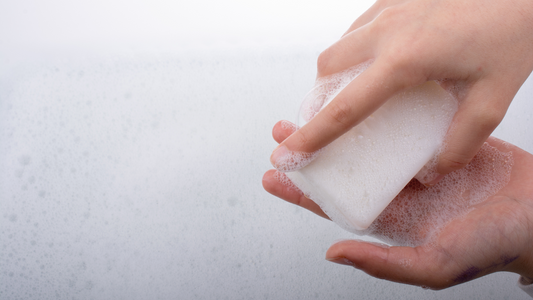 washing hand with lanolin soap