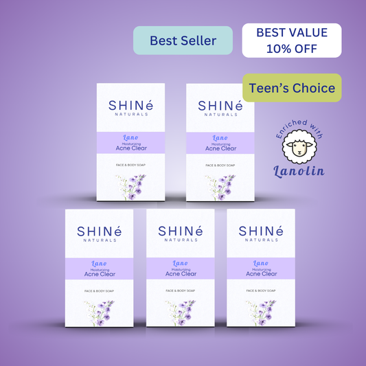 Lanolin acne clear soap 5-piece value set with tea tree oil by Shiné Naturals Philippines