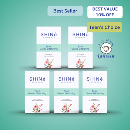 Lanolin gentle exfoliating soap 5-piece value set by Shiné Naturals Philippines