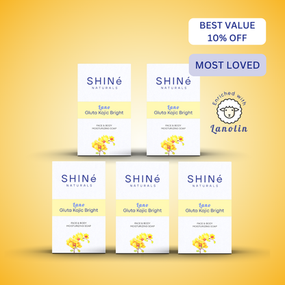 Lanolin gluta kojic brightening soap 5-piece value set by Shiné Naturals Philippines