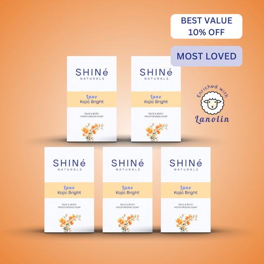 Lanolin kojic brightening soap 5-piece value set by Shiné Naturals Philippines