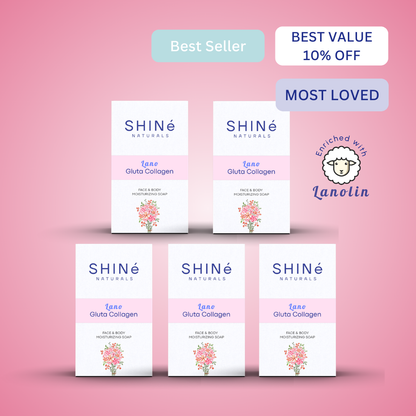Lanolin gluta collagen anti-aging soap 5-piece value set by Shiné Naturals Philippines